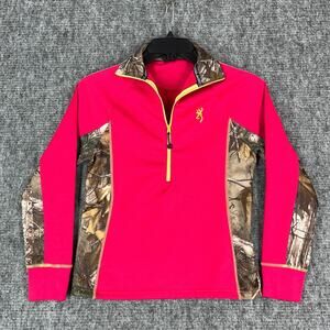 Browning Sweater‎ Womens S Camo Pullover Casual Microfiber Long-Sleeve 1/4 Zip